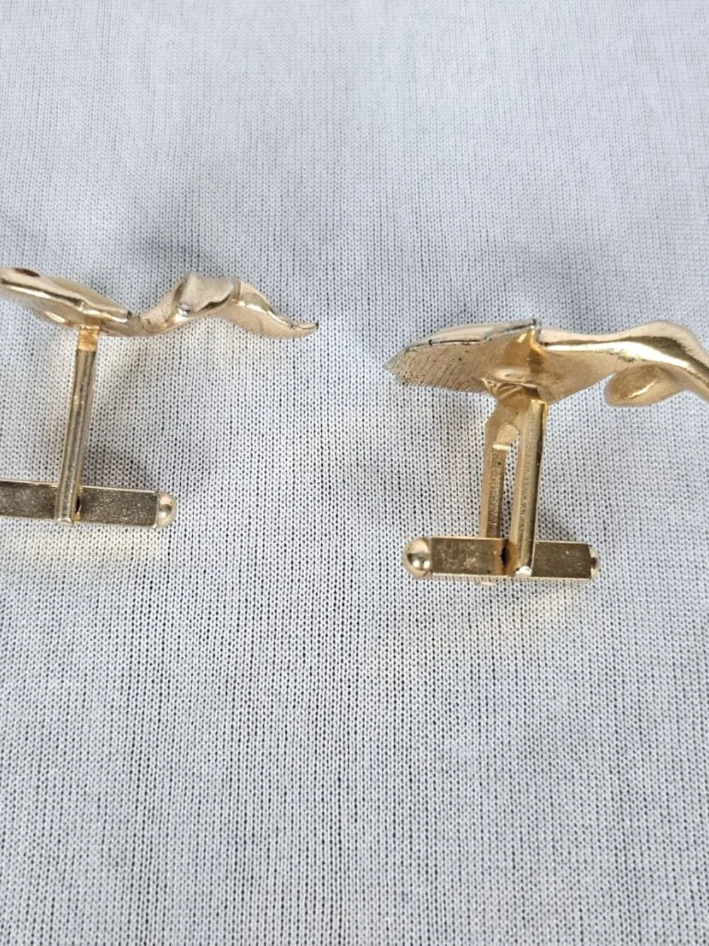 Vintage Fish Cufflinks | Gold Tone | Mother of Pearl Inlay | Rhinestone Eyes